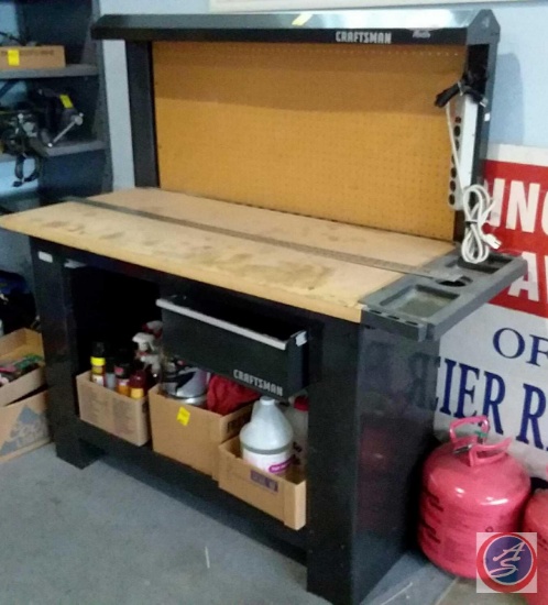 Craftsman electrical workbench with pegboard and bottom shelf (has one drawer - missing a drawer)
