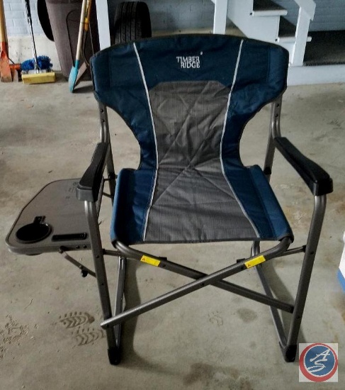 (2) Timber Ridge green director's folding chairs with side table