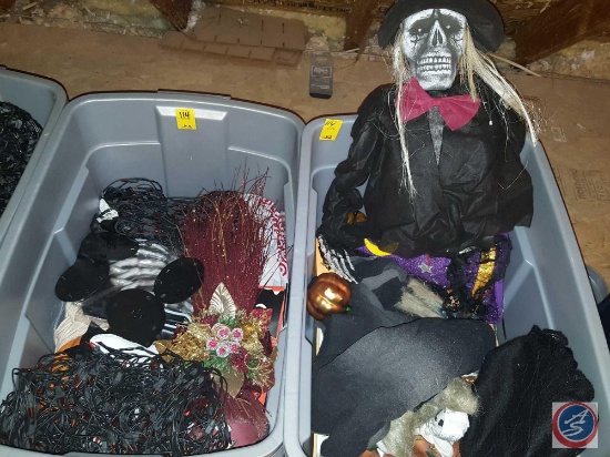 (2) totes containing assorted Halloween decorations and lights {{SOLD 2x THE MONEY}}