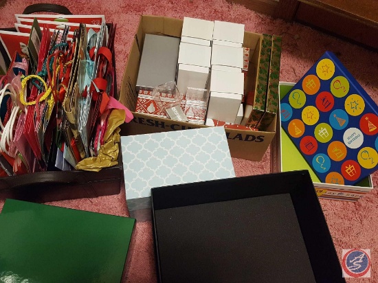 (5) boxes containing assorted small empty gift boxes and bags