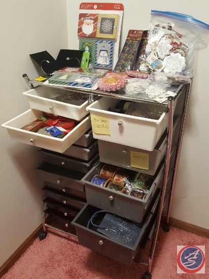 15 drawer craft cart containing assorted holiday crafts