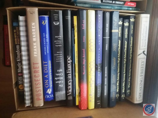 (5) Marian High School annuals, (3) Who's Who's high school books, (9) assorted hardback and