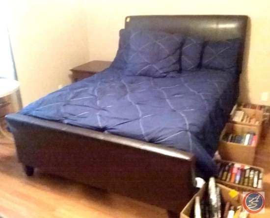 Queen mattress and box spring with padded headboard and footboard (bedding included)