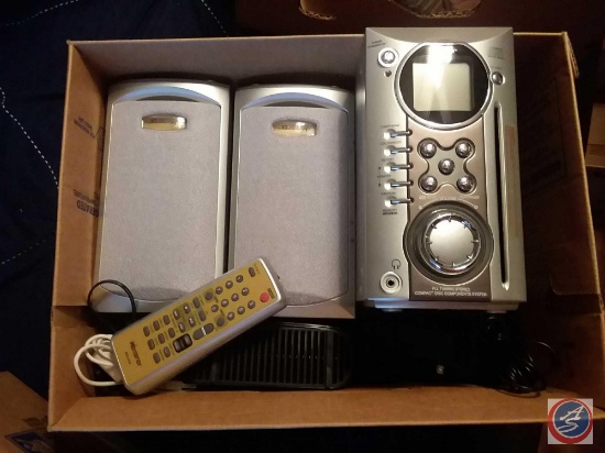 Memorex micro system PLL AM/FM with vertical slot-in CD player with remote (model #MX4100), Garmin