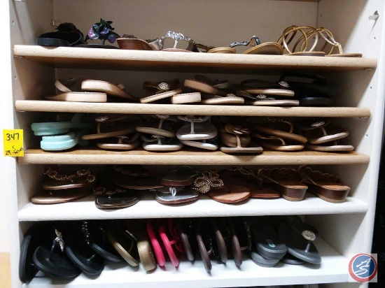 (29) pairs of ladies flip flops size 8.5-9.5