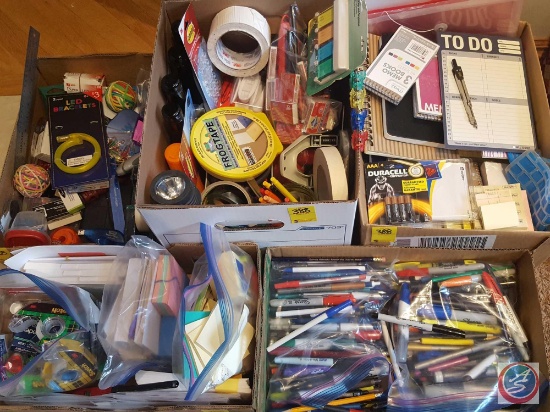 (5) boxes containing assorted office supplies