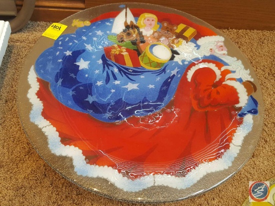 Peggy Karr Glass 20" decorative fused glass candy dish with stand