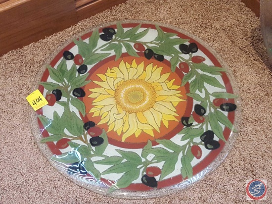 Peggy Karr Glass 21" decorative fused glass table top- Tuscany