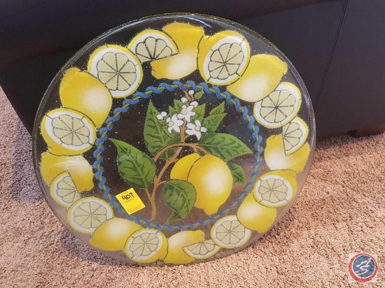 Peggy Karr Glass 21" decorative fused glass table top- Lemon