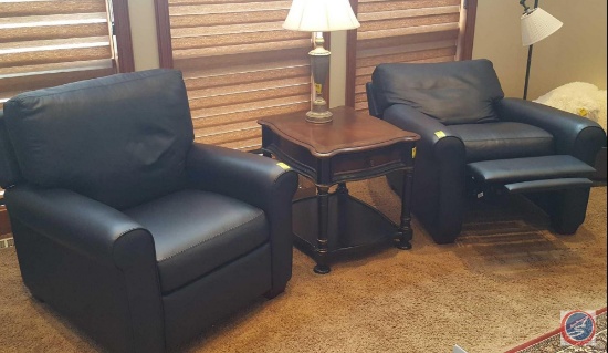 (2) dark navy American Leather reclining arm chairs {{SOLD 2x THE MONEY}}