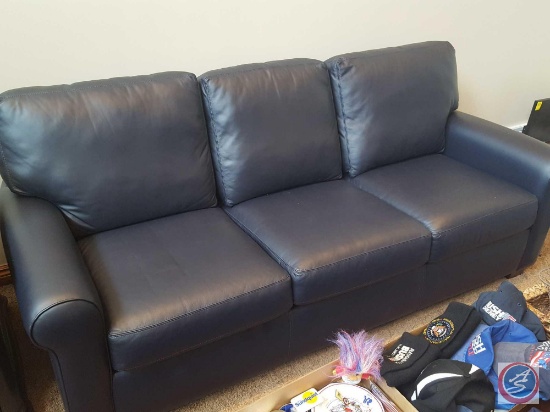 Dark navy American Leather 3-seat sofa