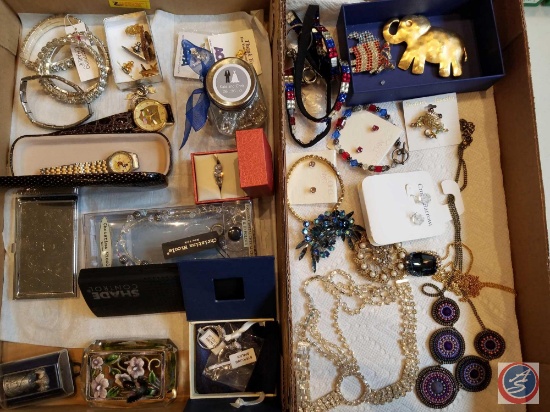 (2) flats of assorted costume jewelry