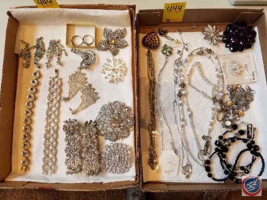 (2) flats of assorted costume jewelry