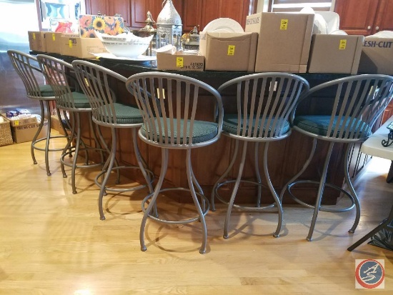 (6) Shaver-Howard Inc metal swivel bar stools with cushioned seats {{SIX TIMES THE MONEY}}