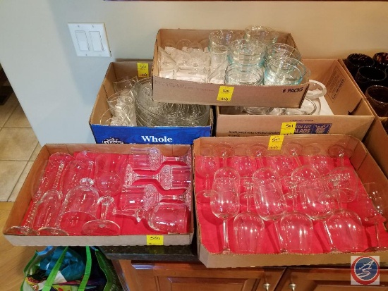 (5) flats of assorted glassware