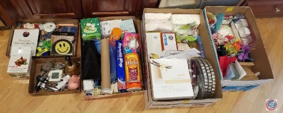 (3) boxes containing assorted kitchen paper goods; aluminum foils, plastic utensils, straws, zip