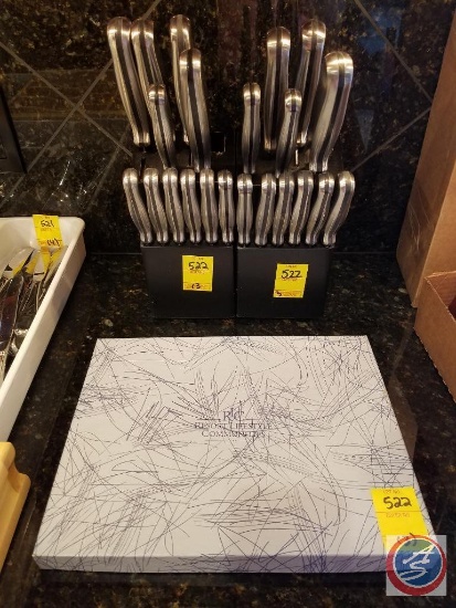(2) knife blocks with knives, Resort Lifestyle Communities cutlery set