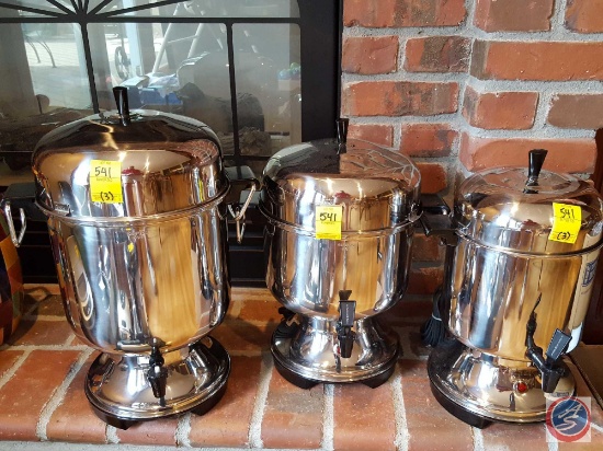 (3) Farberware electric percolators (model #FSU55/FSU23/FSU12)