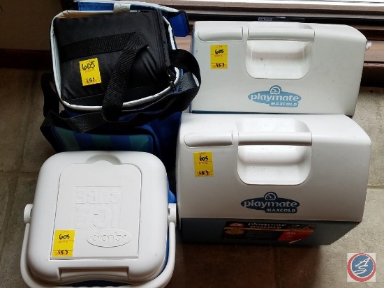(2) Playmate coolers, Ingear soft cooler, Ice Cube Igloo cooler, misc. soft cooler
