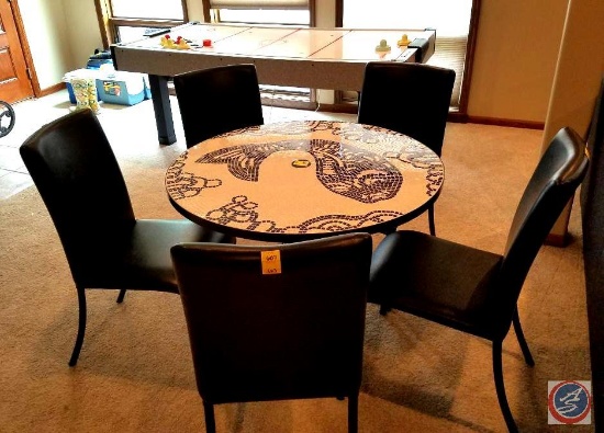 Mosaic bistro table with (5) Pier One padded chairs (38" around)