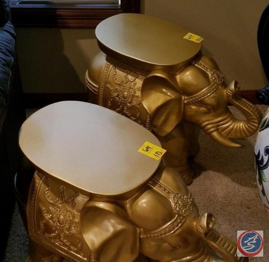 (2) elephant shaped resin end tables (18"x22")