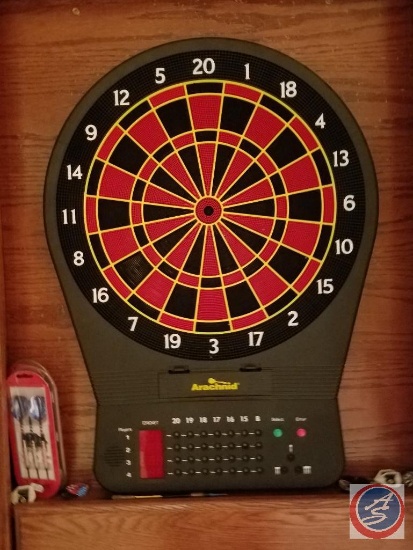 Arachnid electronic dart board and assorted darts {{CABINET NOT INCLUDED}}