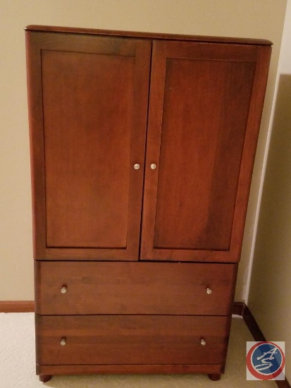 Legacy wood armoire with 2 drawers and 2 doors (57"x33"x20")