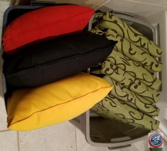 (2) Totes containing; (9) outdoor patio cushions