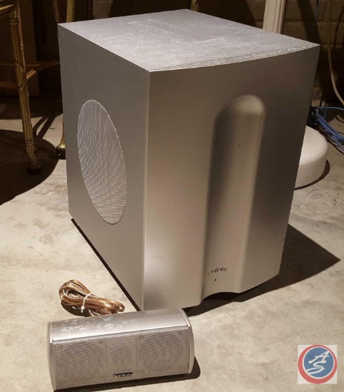 Infinity audio/video entertainment stereo surround system (model #TSS-450) includes a sub, a center,