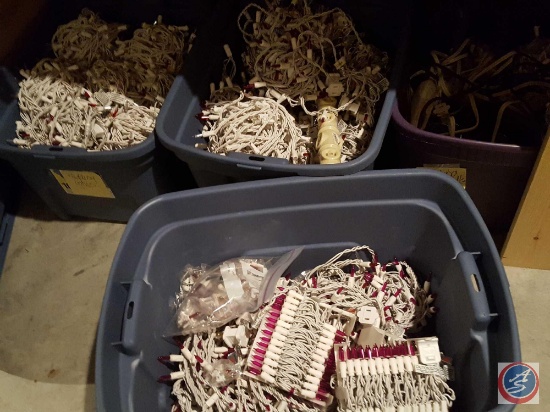 (4) totes containing; white cord string (wedding) lights
