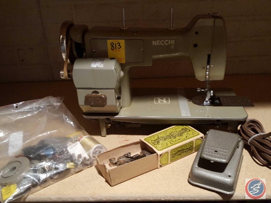 Necchi electric sewing machine with accessories and foot pedal (serial #AA79508) made in Italy
