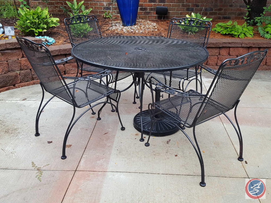 Wrought Iron Patio Set With Umbrella vlr.eng.br