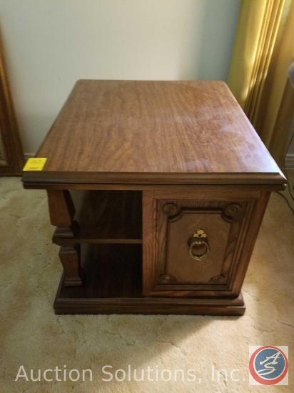 Wooden End table with a shelf and door (2)