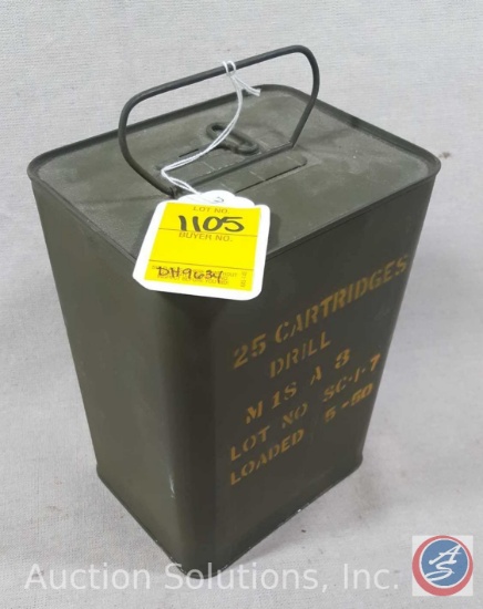 Green 4x5x8" ammo can with 25 Cartridges