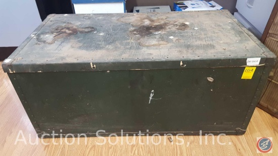Vintage O.D. Green Military Footlocker with Lid 16"x20"x38"