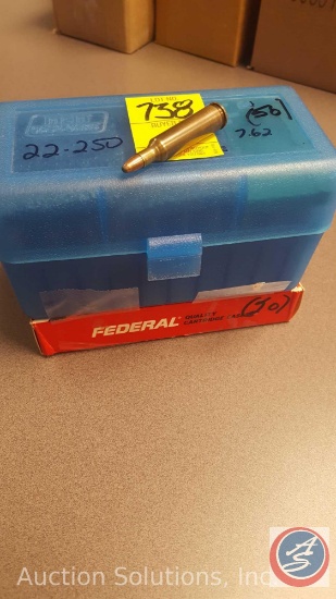 Federal Remington 22-250 Unprimed brass(20 rounds) and Blue case of 22-250 ammo(50 rounds)