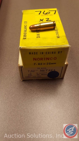 Norinco 7.62x25mm ammo(60 ct) and 7.62x25mm Metaka ammo(SOLD 2XS THE MONEY)
