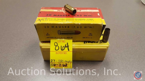 7.63mm 30 Mauser empty brass(56 ct) and 380 empty brass(27ct)