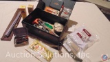 Assorted Gun Cleaning Supplies in Various Brands in a Vintage Metal Craftsman Lock Box (missing lock