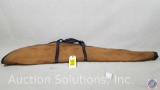 Vintage Canvas with Black Leather Rifle Case and Vintage Brown and Red Long Rifle Sleeve
