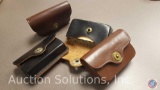 [4] Vintage Leather ammo cases (2 black/2 brown) - each holds 20 small caliber rounds
