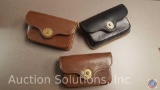 [3] Vintage Leather ammo cases (1 black/2 brown) - each holds 20 small caliber rounds