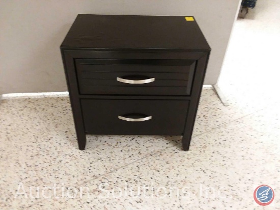 Black 2 drawer night stand (23.5x15.5x24) {{SOME DAMAGE}}
