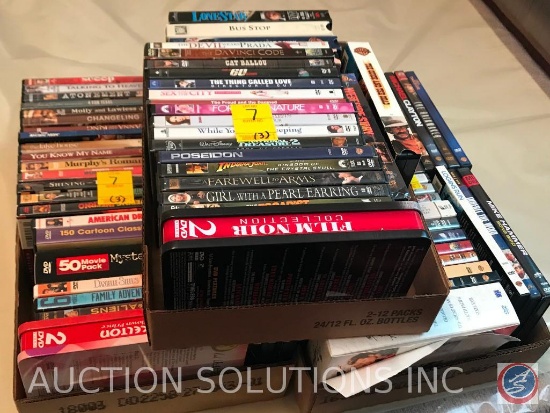 (3) flats of DVD's, including Poseidon, Indiana Jones, Escape, and many more!