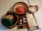 Hat Boxes containing Vintage Hats, flat containing a vintage handmade quilt, flashlight, and much