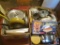 (3) Boxes containing assorted pots/pans, cake/pie/loaf baking pans, Bromwells measuring-sifter,