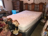 Queen Bed with frame, boxspring, mattress, headboard, and mattress cover
