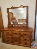 Lea Dresser with Mirror, 7 drawers plus 2 small drawers on mirror, plus cupboard hiding 2 additionsl