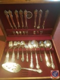 Naken's tarnish proof silverware chest with 1847 Rogers Bros. Reflection flatware
