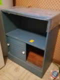 (6) cabinets and small tables, hand painted, corner plastic stand